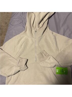 Athletic Works Beige Hooded Half-Zip Pullover